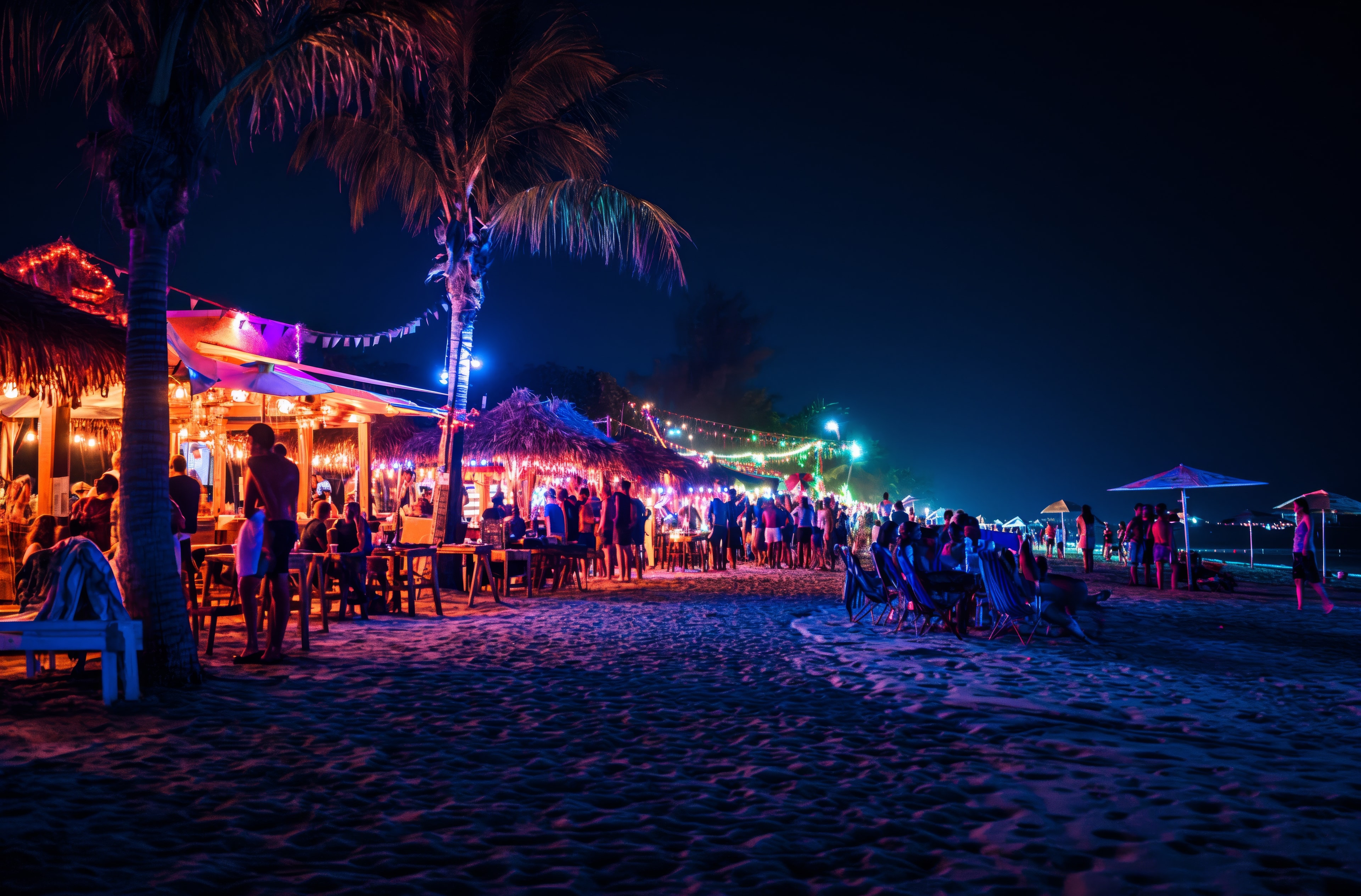 Evento na praia à noite